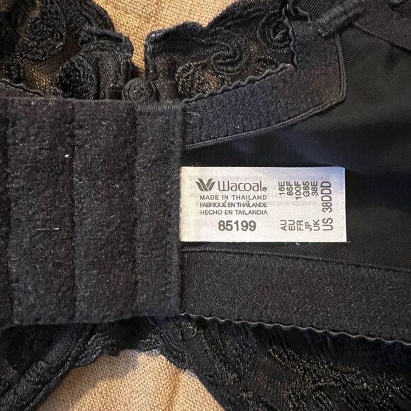 NWOT Wacoal Arabesque Black Lace Underwire Bra 36 DDD - Picture 5 of 6